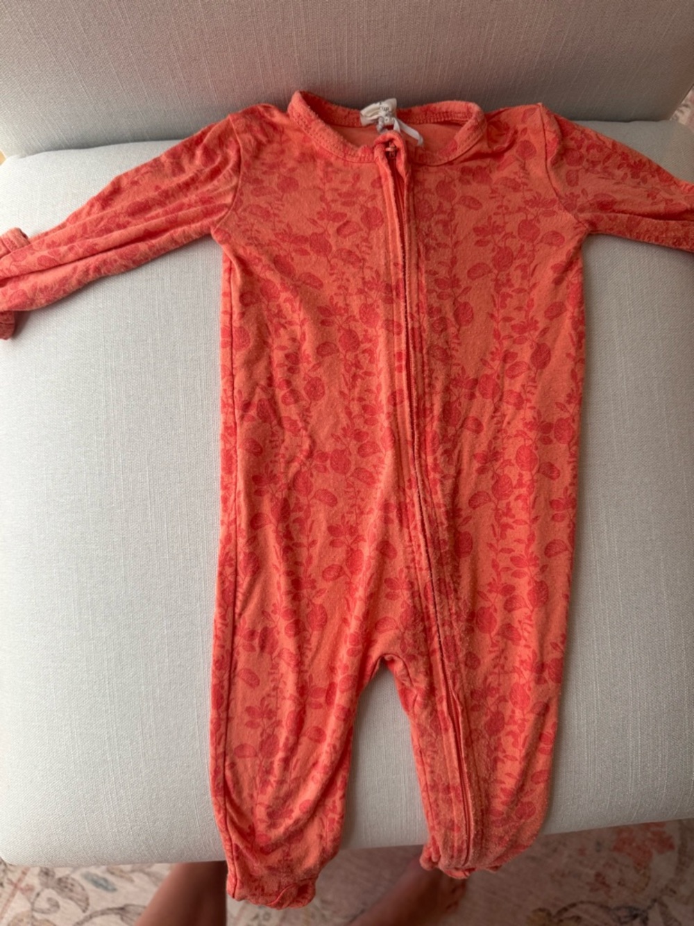 kate quinn bamboo pajamas Coral Floral Zip Footie